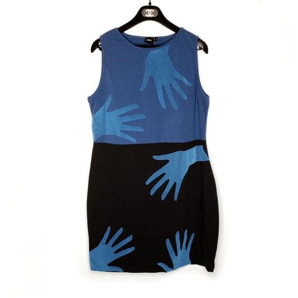ASOS Blue and Black Handprint Dress - Picture 1 of 6